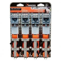 Keeper 1 in. x 10 ft. 300 lbs. High Tension Ratchet Tie Down Strap (4 Pack) 10 Keeper 1 in. x 10 ft. 300 lbs. High Tension Ratchet Tie Down Strap (4 Pack) -Cheap The Cabinet Supply Store blacks keeper ratchet straps 05508 v 1f 1000