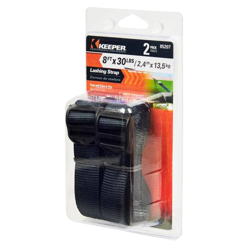 Keeper 8 ft. x 1 in. x 30 lbs. Lashing Strap (2-Pack) 4 Keeper 8 ft. x 1 in. x 30 lbs. Lashing Strap (2-Pack) - Image 2