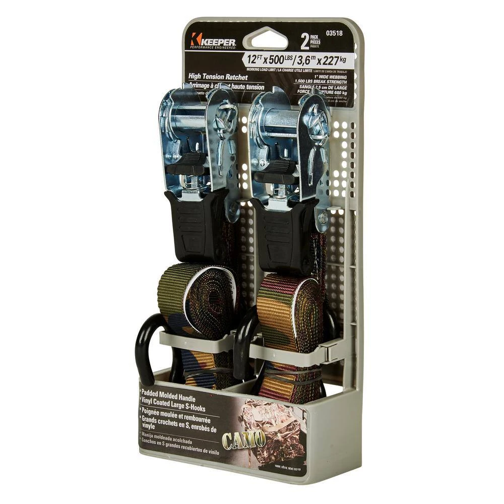 Keeper 1 in. x 12 ft. 500 lbs. Camo Ratchet Tie Down Strap (2 Pack) 7 Keeper 1 in. x 12 ft. 500 lbs. Camo Ratchet Tie Down Strap (2 Pack) - Image 5