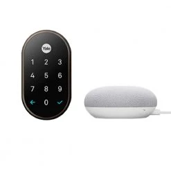 Google Nest x Yale Smart Lock Oil Rubbed Bronze + Nest Mini (2nd Gen) Smart Speaker Chalk