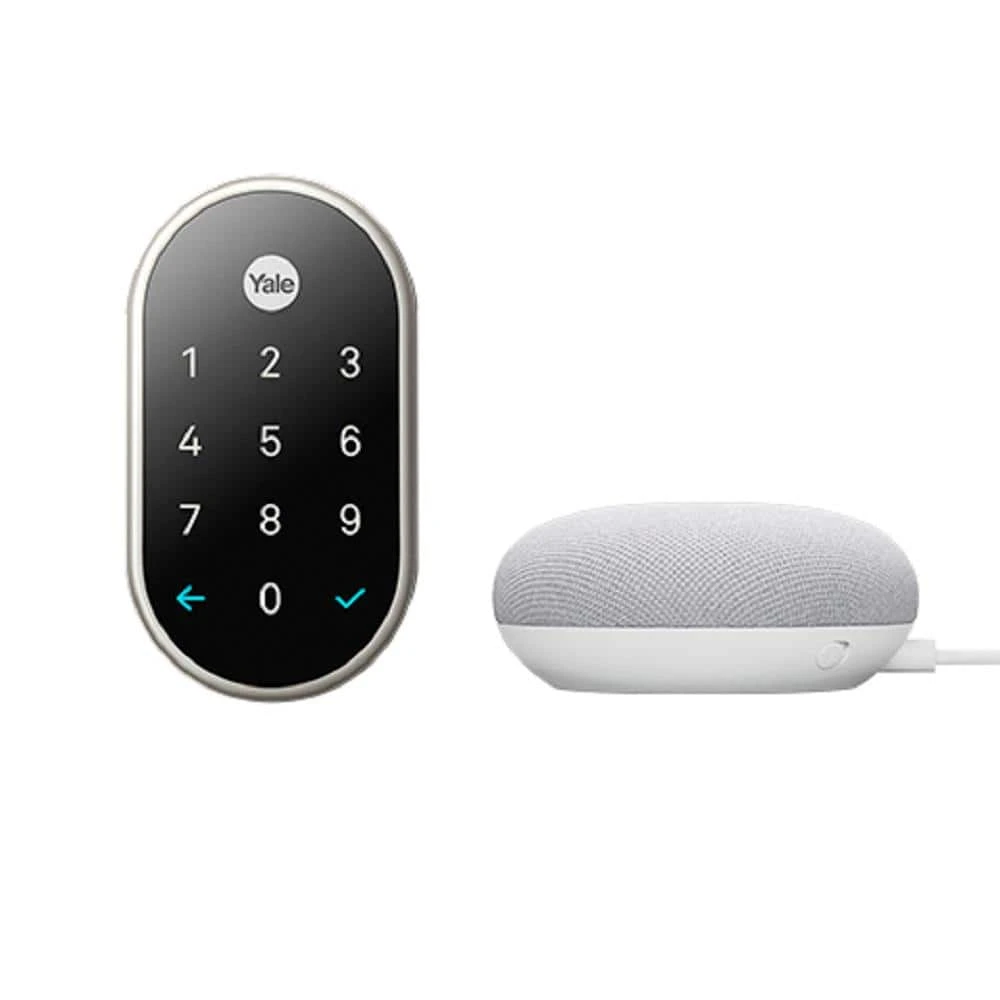 Google Nest x Yale Smart Lock Satin Nickel + Nest Mini (2nd Gen) Smart Speaker Chalk 3 Google Nest x Yale Smart Lock Satin Nickel + Nest Mini (2nd Gen) Smart Speaker Chalk