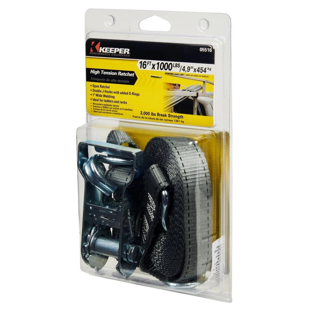 Keeper 1 in. x 16 ft. 1,000 lbs. Industrial Duty Ratchet Tie Down Strap 6 Keeper 1 in. x 16 ft. 1,000 lbs. Industrial Duty Ratchet Tie Down Strap - Image 4