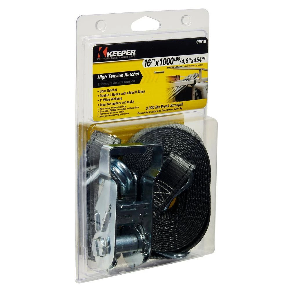 Keeper 1 in. x 16 ft. 1,000 lbs. Industrial Duty Ratchet Tie Down Strap 7 Keeper 1 in. x 16 ft. 1,000 lbs. Industrial Duty Ratchet Tie Down Strap - Image 5