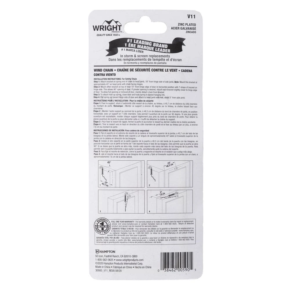 Wright Products Zinc Wind Spring and Chain Retainer 7 Wright Products Zinc Wind Spring and Chain Retainer - Image 5