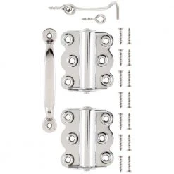 Wright Products Wood Screen Hardware Stainless Steel Self Closing Hinge and Latch Kit