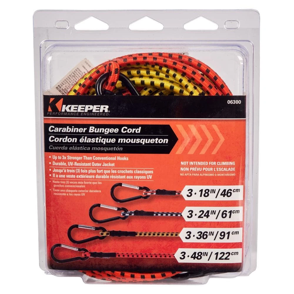 Keeper Assorted Sized Multi-Color Mini Bungee Cords with Carabiners (12 Pack) 3 Keeper Assorted Sized Multi-Color Mini Bungee Cords with Carabiners (12 Pack)