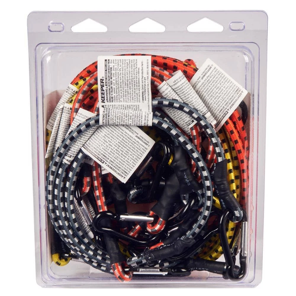 Keeper Assorted Sized Multi-Color Mini Bungee Cords with Carabiners (12 Pack) 4 Keeper Assorted Sized Multi-Color Mini Bungee Cords with Carabiners (12 Pack) - Image 2