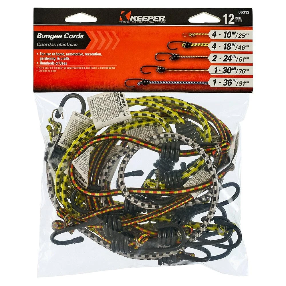 Keeper Assorted Size Multi-Color Bungee Cords with Hooks (12 Pack) 4 Keeper Assorted Size Multi-Color Bungee Cords with Hooks (12 Pack) - Image 2