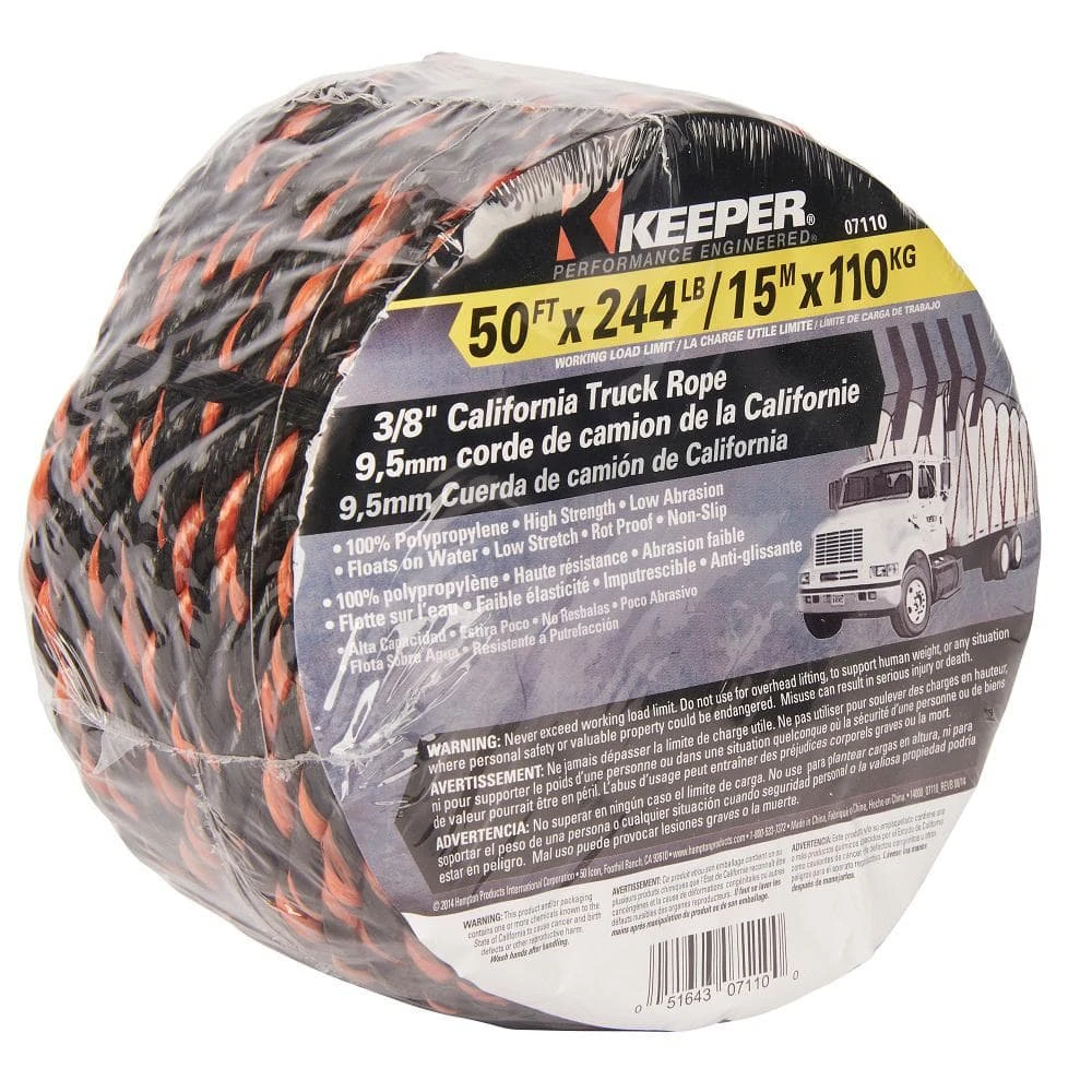 Keeper 3/8 in. x 50 ft. California Truck Rope 7 Keeper 3/8 in. x 50 ft. California Truck Rope - Image 5