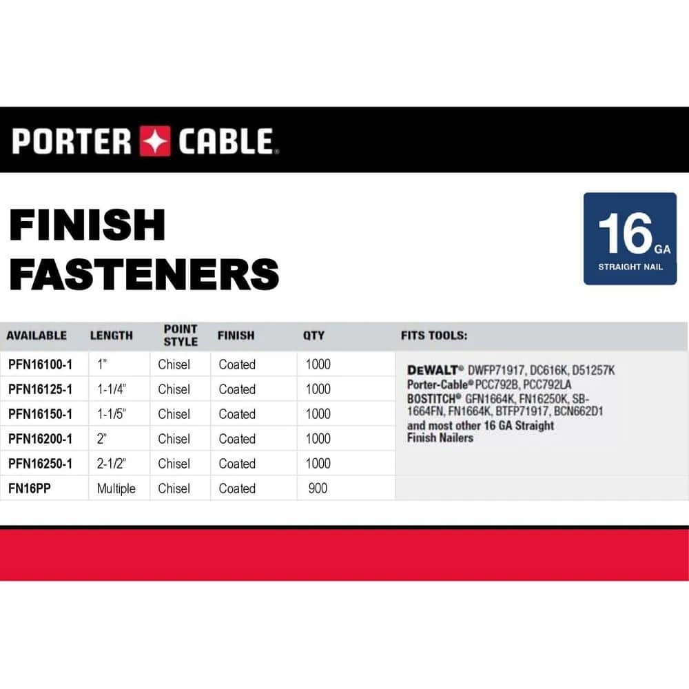 Porter-Cable 16-Gauge x 2 in. Finish Nail (2500 per Box) 5 Porter-Cable 16-Gauge x 2 in. Finish Nail (2500 per Box) - Image 3