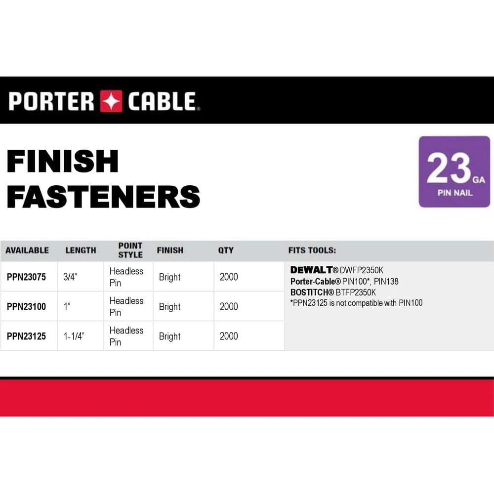 Porter-Cable 3/4 in. x 23-Gauge Glue Collated Bright Pin Nails (2000 per Box) 5 Porter-Cable 3/4 in. x 23-Gauge Glue Collated Bright Pin Nails (2000 per Box) - Image 3