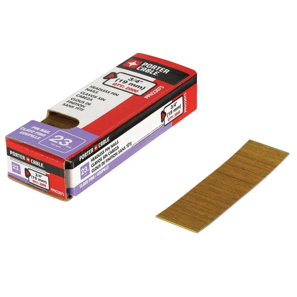 Porter-Cable 3/4 in. x 23-Gauge Glue Collated Bright Pin Nails (2000 per Box) 3 Porter-Cable 3/4 in. x 23-Gauge Glue Collated Bright Pin Nails (2000 per Box)