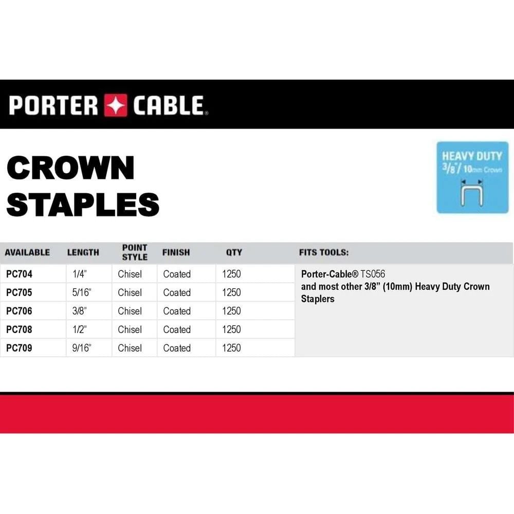Porter-Cable 3/8 in. x 3/8 in. Glue Collated Crown Staple 5 Porter-Cable 3/8 in. x 3/8 in. Glue Collated Crown Staple - Image 3