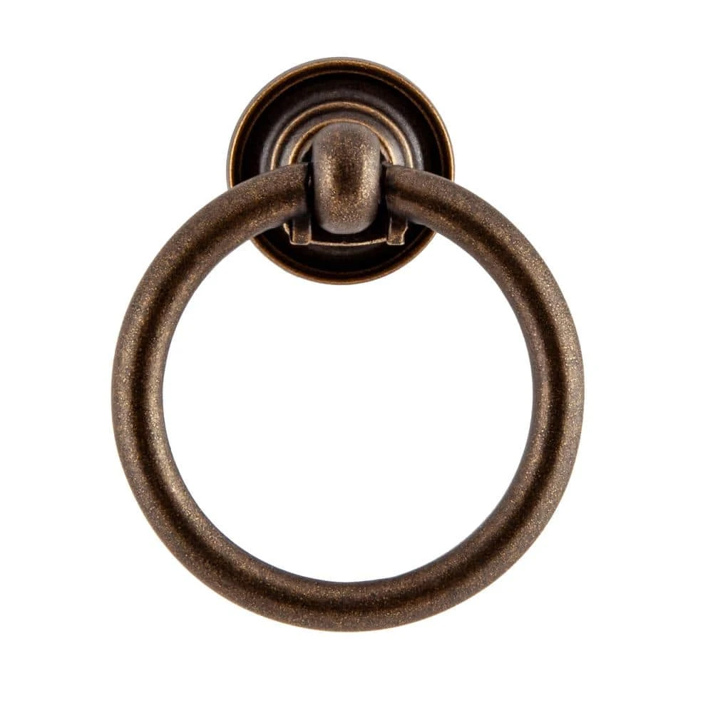 Sumner Street Home Hardware Large 1.75 in. Antique Brass Ring Pull 4 Sumner Street Home Hardware Large 1.75 in. Antique Brass Ring Pull - Image 2