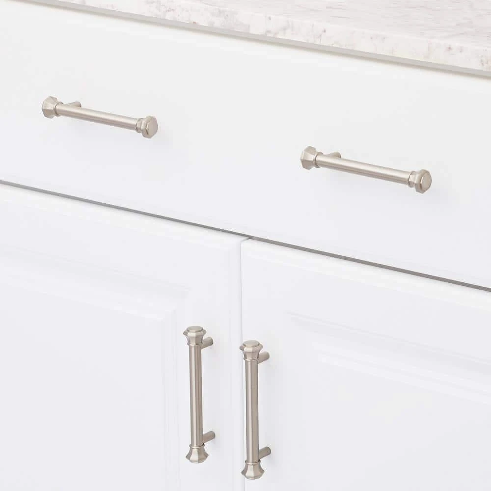 Sumner Street Home Hardware Octagon 3-1/2 in. 89 mm Center-to-Center Satin Nickel Pull 4 Sumner Street Home Hardware Octagon 3-1/2 in. 89 mm Center-to-Center Satin Nickel Pull - Image 2