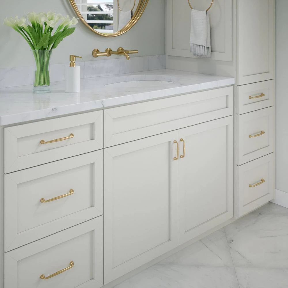 Sumner Street Home Hardware Mason 4-1/4 in. Satin Brass Drawer Pull (10-Pack) 4 Sumner Street Home Hardware Mason 4-1/4 in. Satin Brass Drawer Pull (10-Pack) - Image 2