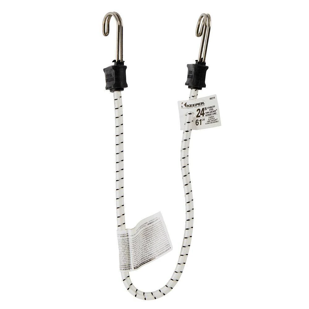 Keeper 24 in. White Marine Bungee Cord with Stainless Steel Hooks 5 Keeper 24 in. White Marine Bungee Cord with Stainless Steel Hooks - Image 3