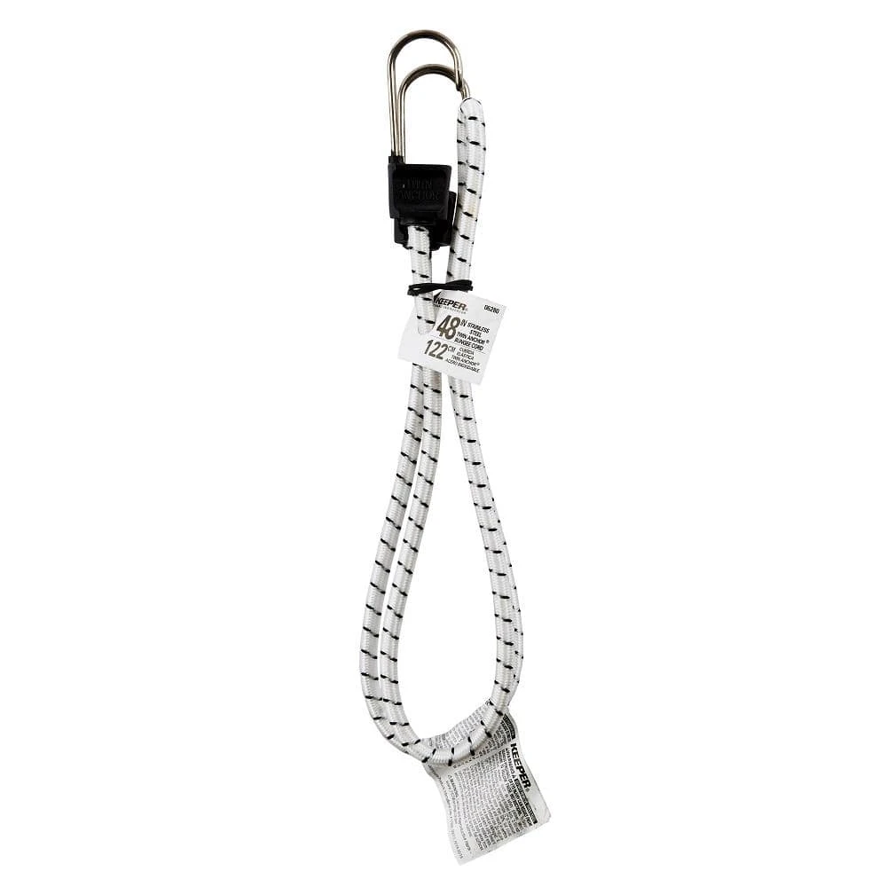 Keeper 48 in. White Marine Bungee Cord with Stainless Steel Hooks 5 Keeper 48 in. White Marine Bungee Cord with Stainless Steel Hooks - Image 3