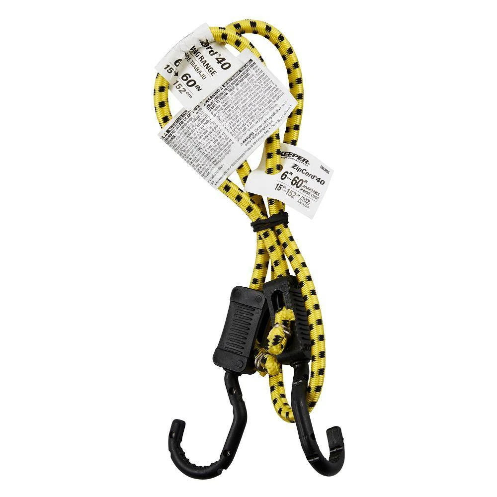 Keeper 40 in. Yellow ZipCord Bungee Cord with Hooks 4 Keeper 40 in. Yellow ZipCord Bungee Cord with Hooks - Image 2