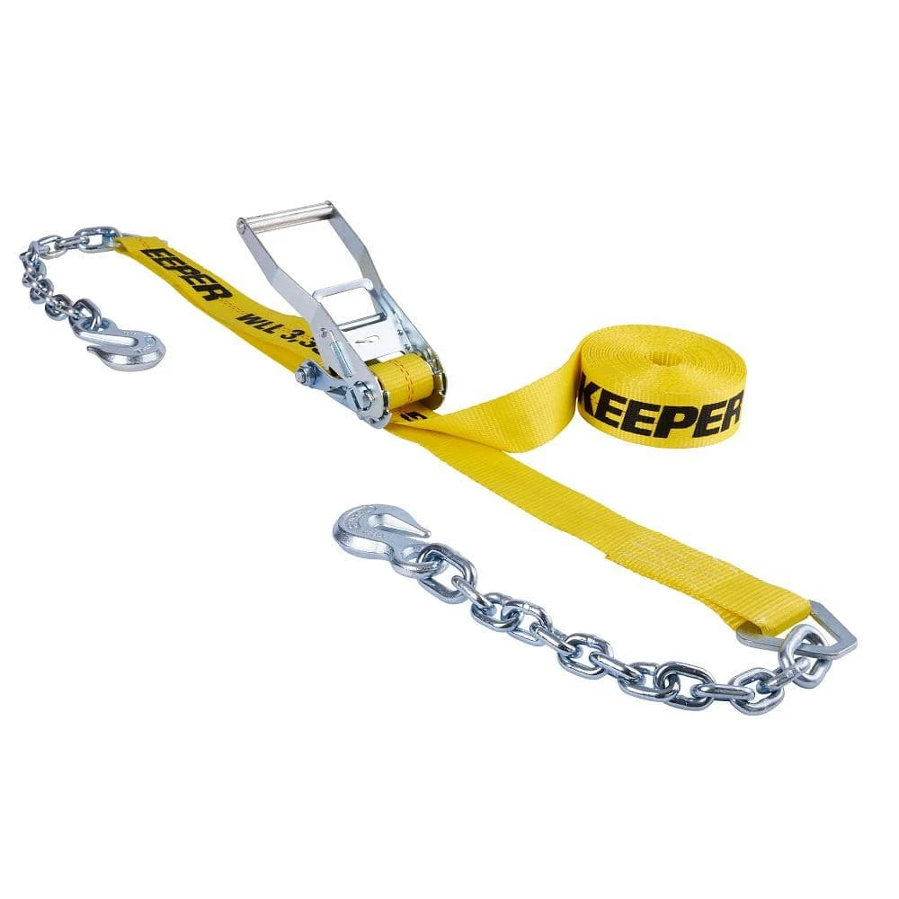 Keeper 2 in. x 27 ft. 3333 lbs. Chain End Ratchet Tie Down Strap 3 Keeper 2 in. x 27 ft. 3333 lbs. Chain End Ratchet Tie Down Strap